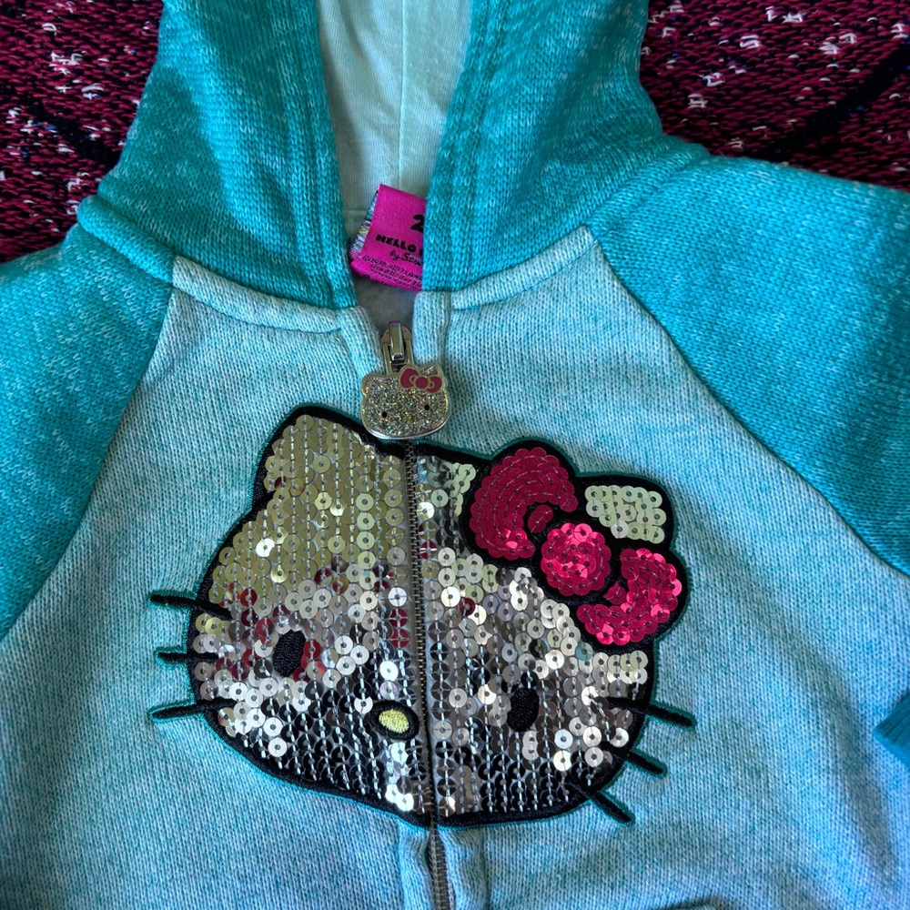 HELLO KITTY BLUE SEQUIN KITTY TWO PIECE OUTFIT TRACK SUIT SIZE 2T - Picture 4 of 8